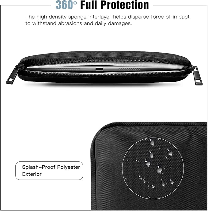 TiMOVO 13 Inch Tablet Sleeve for iPad Air 13" M3 2025, iPad Pro 13"/12.9", Galaxy Tab S9 Plus/S10+/S9 FE+, Remarkable Paper Pro 11.8", Protective Pocket Bag, Black