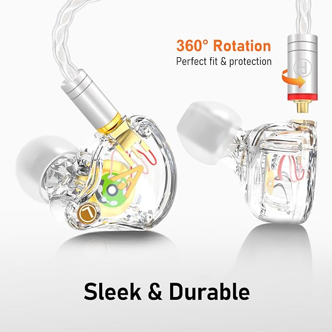 Vibes 202M Wired Earbuds - HiFi in Ear Monitor Headphones - Noise Isolating Ear Buds w/ Mic - Clear Sound, Deep Bass & Comfort-Fit Gaming Earphones - MMCX to 3.5mm & Silver Plated Cord, Carrying Case