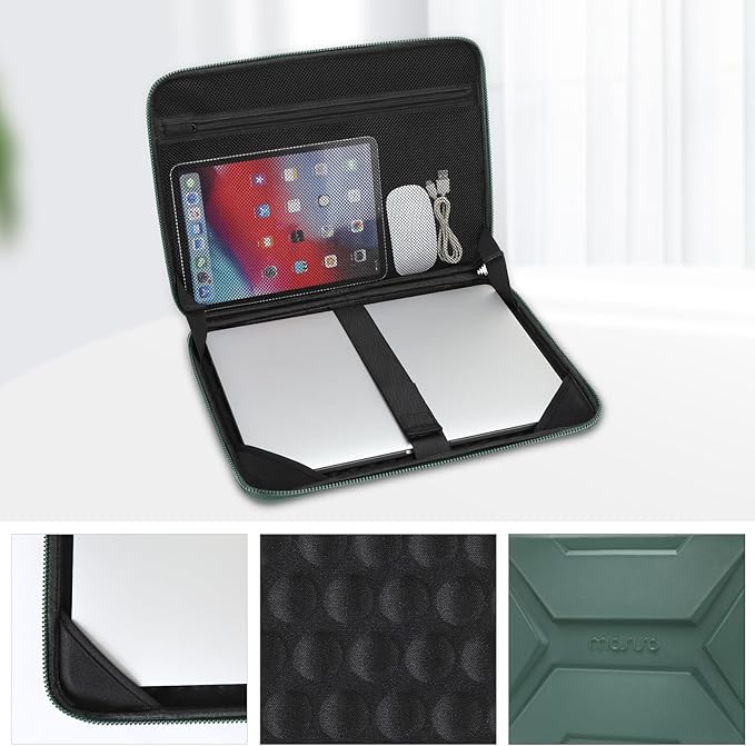 MOSISO 15-16 inch Laptop Hard Case, 15.6 inch Waterproof Shockproof Computer Bag Compatible with MacBook HP Dell,Artistic Geometric EVA Carrying Sleeve Laptop Case Hard Shell with Handle,Antique Green