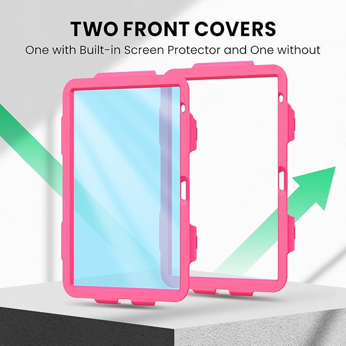 SEYMAC Case for iPad (A16) 11th/10th Generation 2025/2022 (11″/10.9″), Sturdy Heavy Duty Full-Body Shockproof Protective Case with Screen Protector, Rotating Stand, Hand/Shoulder Strap, Pink