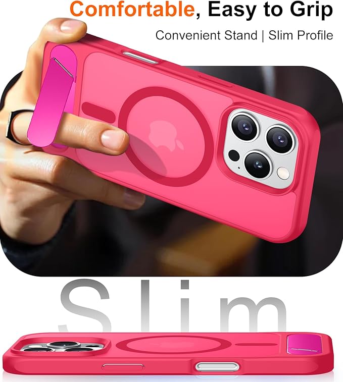 Magnetic Compatible with iPhone 16 Pro Case, [Built-in Invisible Kickstand][Compatible with MagSafe][Military Grade Shockproof] Slim Translucent Matte Phone Case for iPhone 16 Pro 6.3"