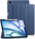 DTTO for iPad Air 13 Inch Case M4/M3/M2 2026/2025/2024, iPad Pro 12.9 Inch Case (6th/5th/4th/3rd Gen), Smart Slim Trifold Stand Soft Cover with Pencil Holder, Navy Blue