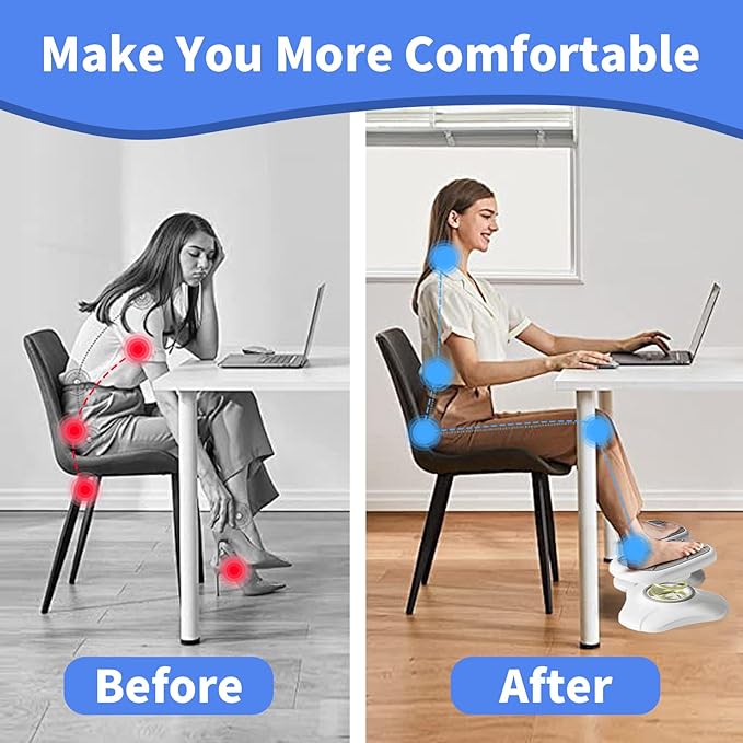 Foot Rest for Under Desk at Work ，Ergonomic Foot Stool Under Office Desk - Rocking for Fidgeters，Effectively Relaxes The Leg Muscles，2 Pieces Grey