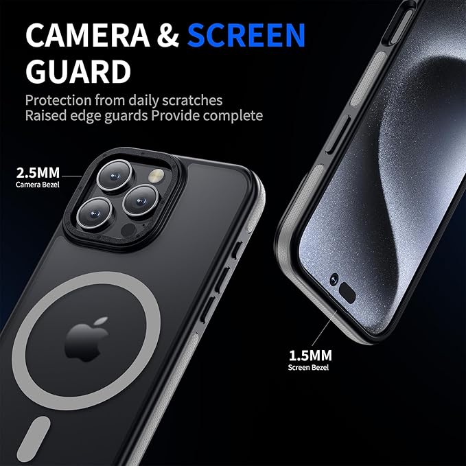 Strong Magnetic case for iPhone 16 Pro [10Ft Military-Grade Protection] Compatible with fit MagSafe Shockproof Slim Thin Cover 6.3 inch 16 Pro Phone case, Grey Bumper