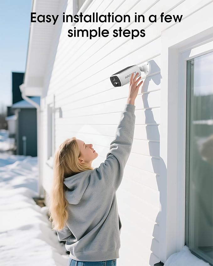 ARCCTV Solar Security Camera Outdoor Wireless, 4MP Battery Powered Home Surveillance Camera with Embedded Solar Panel, PIR Motion Sensor, 2.4G/5G Dual Band WiFi (2 Pack)