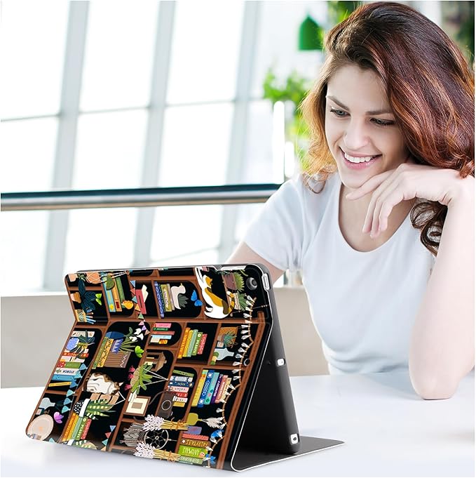 Vimorco iPad 9th Generation Case Cat, Cute Cats iPad 7th/8th Generation Case for iPad 10.2 Case, iPad 10.2 inch Case Auto Sleep/Wake, iPad Cover 9th Generation Case Multi-Angle View, Bookshelf Cat