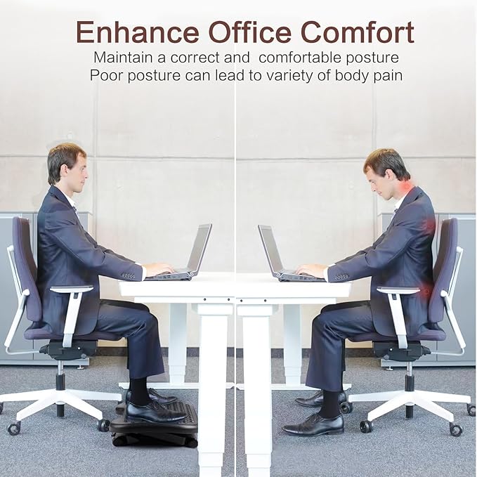 Auslar Foot Rest for Under Desk at Work, Ergonomic Adjustable Foot Rest with Massage Texture Board, Under Desk Foot Stool for Office, Home