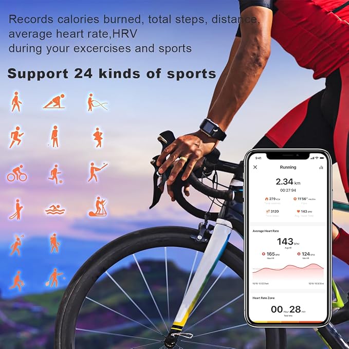 Smart Health Ring for Women Men Fitness Tracker with Heart Rate, Blood Oxygen, HRV, Sleep Monitoring, Step Counting, IP68 for iPhone and Android, No Subscription Fee (Royal Gold, 12#)