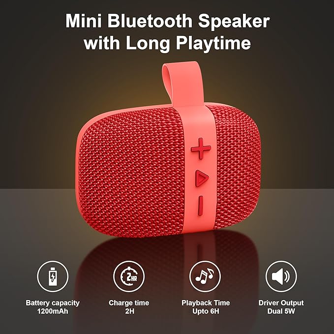 Fisher Portable Bluetooth Speakers, Clip-On Speakers Bluetooth Wireless, IPX5 Waterproof Speaker,10W Peak Power Bluetooth Speaker Stereo HD Sound, BT 5.3, FM Radio, for Pool, Beach, Use Anywhere