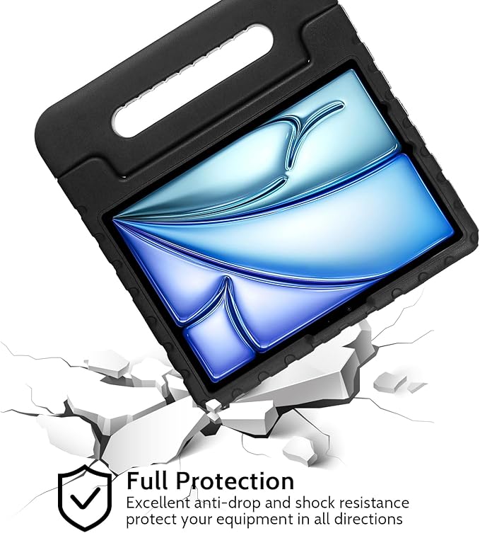Dteck Kids Case for iPad Air 13 inch M2 2024, iPad Pro 13" Case 2024, Lightweight Shockproof Rugged EVA Kids Friendly Handle Kickstand Child Proof Protective Case with Pencil Holder, Black