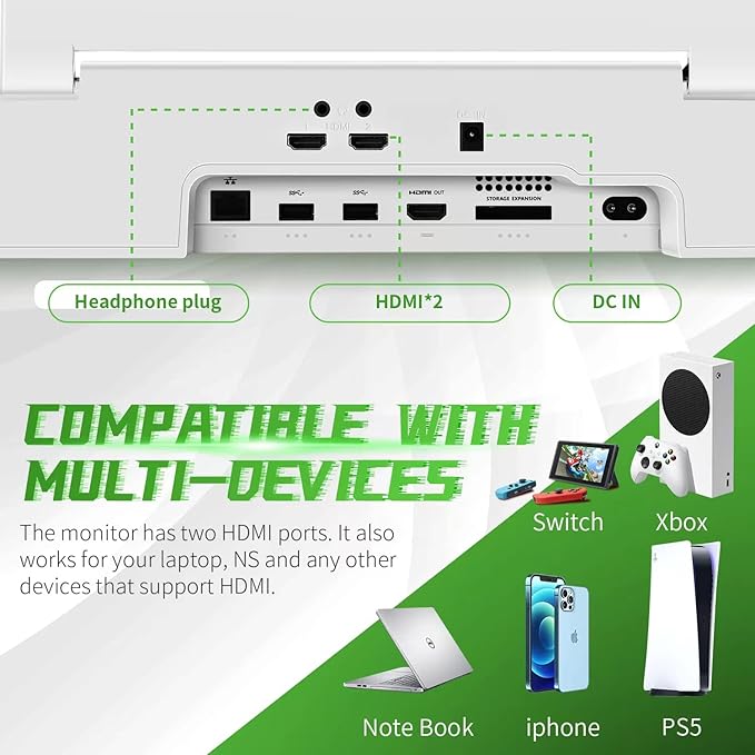 G-STORY 12.5‘’ Portable Monitor for Xbox Series S, 1080P Portable Gaming Monitor IPS Screen for Xbox Series S（not Included） with Two HDMI, HDR, Freesync, Game Mode, Travel Display