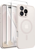 CAPRARO Magnetic Compatible with iPhone 16 Pro Max Case, Upgraded [Full Camera Protection] [Compatible with MagSafe] Protective Translucent Matte Women Phone Case Cover, Stone