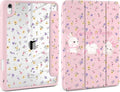 Case for iPad Air 11 inch M4 2026 M3 2025 M2 2024,iPad Air 5th (2022) / 4th (2020) 10.9 Inch Clear Back Shell Lightweight TPU Edge Trifold Stand Auto Wake Sleep Cute Cover, White Rabbit