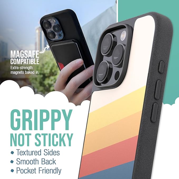 Smartish® iPhone 16 Pro Magnetic Case - Gripmunk Compatible with MagSafe [Lightweight + Protective] Slim & Thin Grip Cover with Microfiber Lining for Apple iPhone 16 Pro - Striped Up