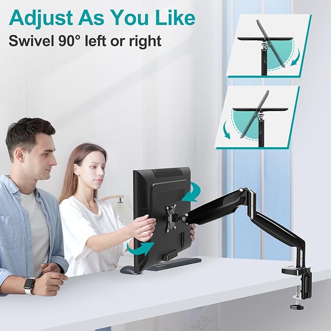 MOUNT PRO 40 inch Single Monitor Mount Stand fits 30.9lbs Ultrawide Screen, Heavy Duty Gas Spring Monitor Arm, Premium Desk Computer VESA Mount with Height/Tilt/Swivel/Rotation Adjustable