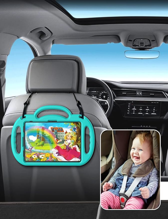SUPLIK Kids Case for New iPad 11th Gen (A16) 11-inch 2025 & 10th Generation 10.9" 2022 & Air 11" 2025/2024 & Air 5th/4th Gen & Pro 11, Durable Shockproof Cover with Shoulder Strap Handle Stand, Cyan