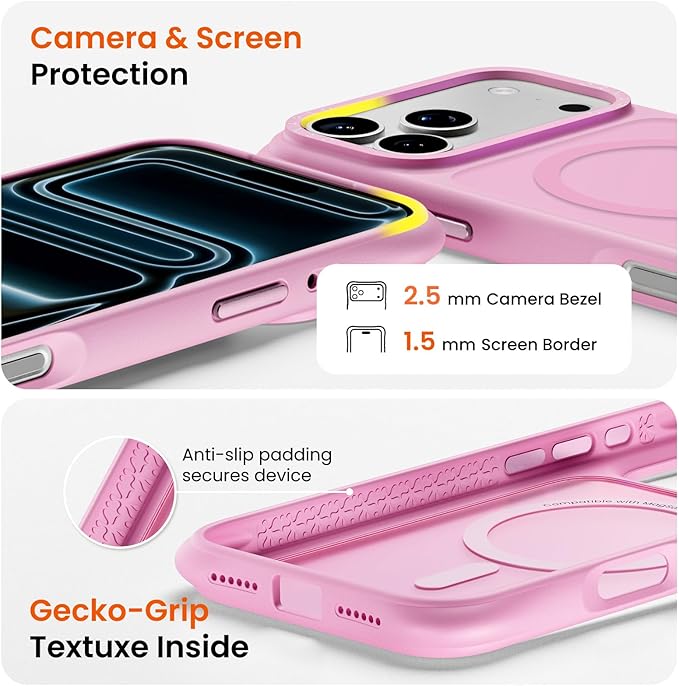 ORNARTO Magnetic for iPhone 17 Pro Max Case, 20FT Military-Grade Drop Protection, Compatible with MagSafe, Slim Shockproof Translucent Matte Phone Case for iPhone 17 Pro Max 6.9", Ballet Blush