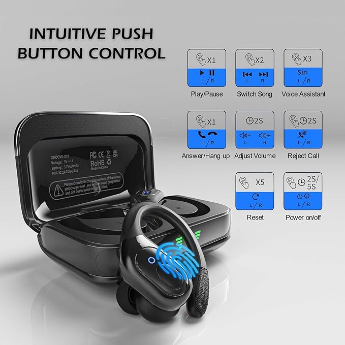 Groove Wireless Bluetooth Earbuds with Charging Case | Wireless Sports Earbuds | Running Ear Phones | Black Electronics