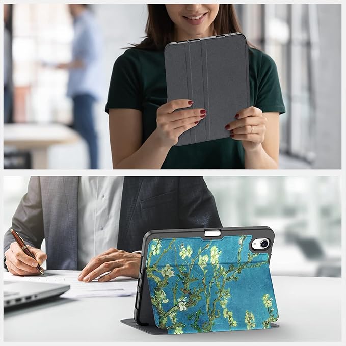 Supveco Case for iPad mini 7 (A17 Pro) 2024/iPad Mini 6 2021 8.3 Inch with Pencil Holder-[Auto Wake/Sleep],Slim Protective Case with Soft TPU Back Cover for iPad mini 7th/6th Generation-Apricot