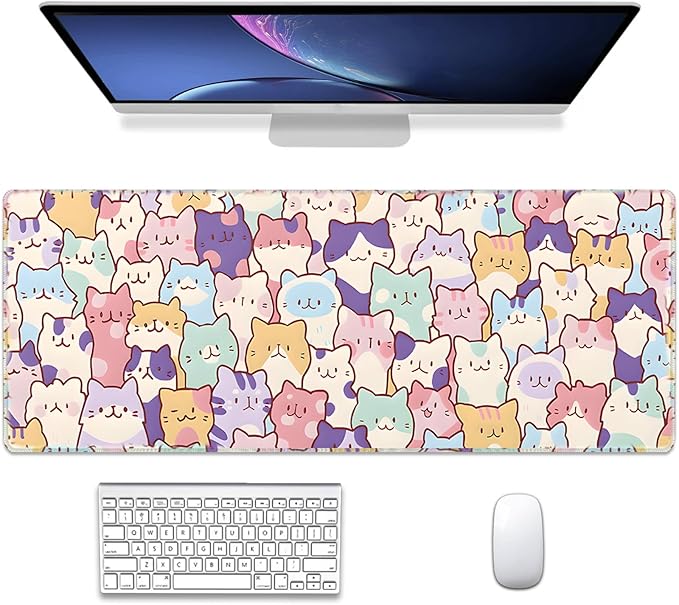 Gaming Mouse Pad XL Extended Anime Mouse Pad 31.5x11.8 inch, Large Cute Kawaii Big Computer Mouse Mat Desk Pad with Non-Slip Rubber Base and Stitched Edge for Home Office