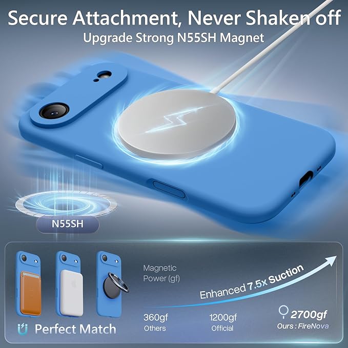 FireNova Magnetic for iPhone Air Case, Compatible with MagSafe, [Integrated Silicone Camera Control Button] [Camera Protection] Microfiber Lining Phone Case for iPhone 17 Air, 6.5", Blue