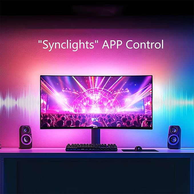 Monitor LED Backlights, RGB Screen Desk Light PC, Computer Light Bar Behind Monitor, LEDs for Desk Gaming, USB Port, LED Strip Lights that Sync with Screen Color or Music(24 inches)