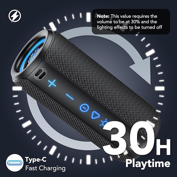 Portable Speaker Bluetooth 5.4, 25W Super Loud Wireless Speaker: Boost Bass 3.0, 30H Playtime, 8 RGB Modes, IPX7 Waterproof, TWS Pairing, for Outdoor/Home/Party, Gift Ideas