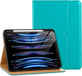 DTTO for iPad Pro 12.9 6th / 5th / 4th / 3rd Generation Case 2022/2021/2020/2018, Leather Folio Stand Cover with Built-in Apple Pencil Holder -Auto Wake/Sleep and Multi Viewing Angles, Cyan Blue