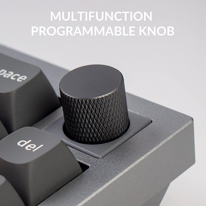 Keychron Q2 Wired Custom Mechanical Keyboard Knob Version, 65% Layout QMK/VIA Programmable Macro with Hot-swappable Gateron G Pro Red Switch Double Gasket Compatible with Mac Windows Linux (Grey)