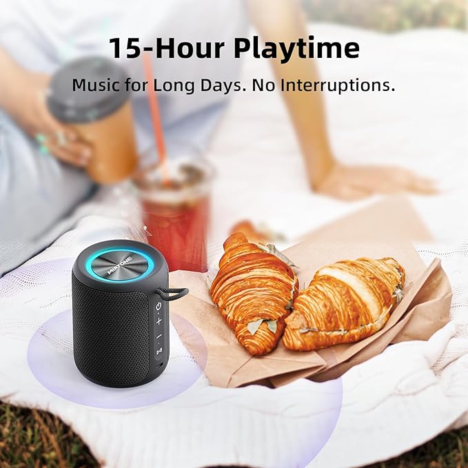 MIATONE Rush M - 20W Bluetooth Speaker IP67 Waterproof Speaker with Deep Bass, Portable Speakers for Beach Camping Accessories, Gifts for Men Fathers Him (Black)