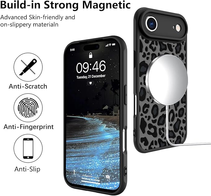 KANGHAR Case Compatible with iPhone Air Leopard Printed Pattern [Compatible with Magsafe] Cute Cheetah Protective Magnetic Case for Girls Women Men 6.5"