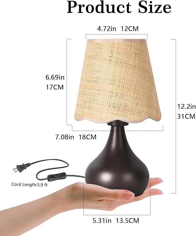 Ziqqeelam Oil Rubbed Bronze Small Table Lamp for Bedside, Farmhouse Bedroom Lamps for Nightstand, Vintage Small Table Lamps for Small Spaces for Bedroom, Kitchen Counter, End of Table, Office