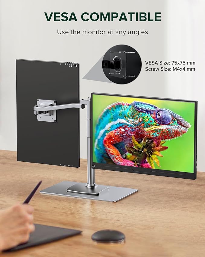 UPERFECT 2.5K QLED Portable Monitor, 16" 2560x1600 QHD Portable Gaming Monitor 120% sRGB HDR Laptop Monitor w/VESA & Smart Case Matte Eye Care External Second Screen for PC Laptop Phone Game Console