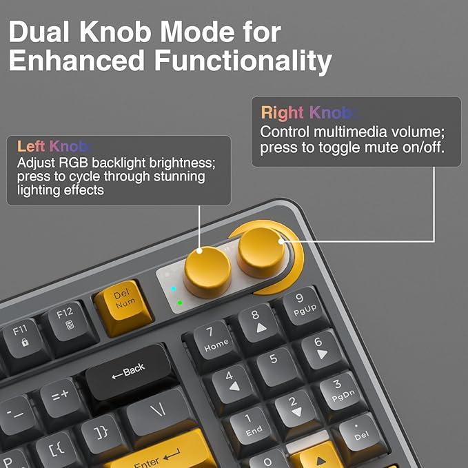 SOLAKAKA SK90 75% Wireless Gaming Keyboard - 4000mAh Tri-Mode (BT5.0/2.4G/USB-C) Cute Creamy Gaming Keyboard with Number Pad, Media Knob, RGB Backlit, Quiet Keys Silent Office Keyboards for PC MAC