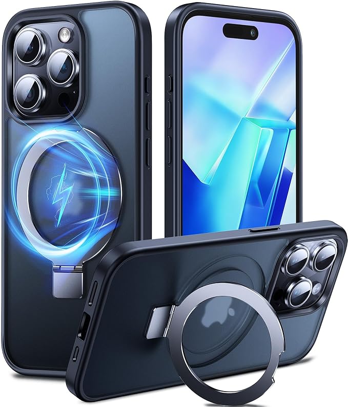 Chicfun 3-in-1 [Magnetic+Kickstand+Ring Holder] for iPhone 15 Pro Max Case Stand Ring Holder Compatible with MagSafe, Military Shockproof Protective Matte iPhone 15 Pro Max Phone Case Kickstand Cover