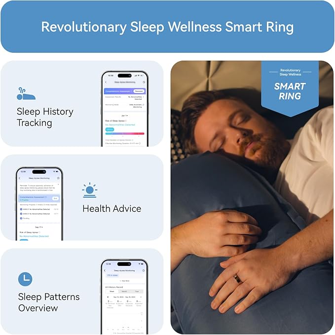 RingConn Gen 2, World’s First Smart Ring with Sleep Apnea Monitoring, No APP Subscription, 12-Day Battery Life, Stress/Heart Rate/Women's Health Tracker, Android & iOS Compatible (Gold, Size 10)
