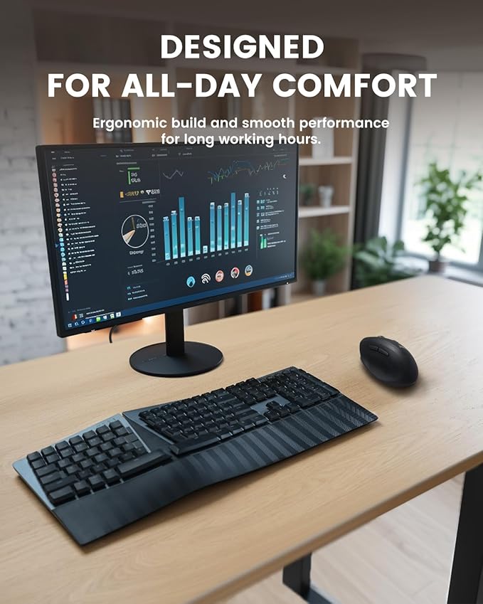 Perixx PERIMICE-719R Wireless 2.4G Rechargeable Ergonomic Mouse - Duo Wired and Cordless Charging Feature - Black