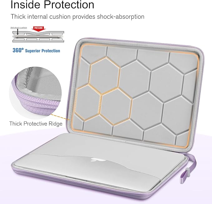 FINPAC Hard Laptop Sleeve Case for MacBook Neo A18 Pro, 13 inch MacBook Air 2026 M5/M4/M3/M2/M1, 14 inch MacBook Pro 2026 M5/M4/M3/M2 Pro/Max, Waterproof Case for Dell, Surface Laptop, HP, Acer, Lilac