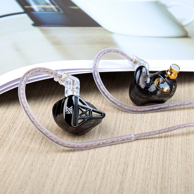 Wired Headphone,KZ DQS HiFi Dynamic Drivers IEM Earphone,KZ Gaming Earbuds Headphones Bass 2pin 3.5mm Sports Music Game in Ear Monitor Headphone for System Singers (Black, No Mic)…
