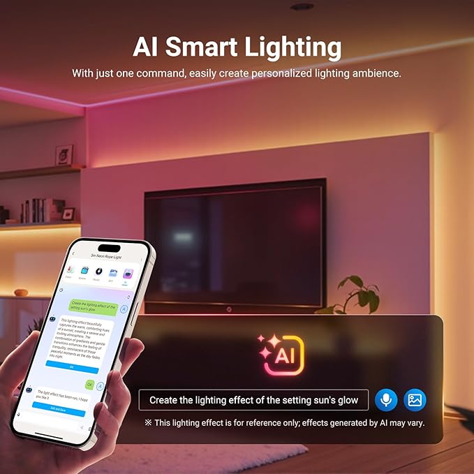 NEEWER 9.84ft/3m LED Strip Lights Front Lit, Smart AI RGB Cuttable Neon Rope Light, App Control Color Changing, Bedroom Gaming Room Home Indoor Wall Decor, Compatible with Google Assistant Alexa, NS01