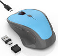 Wireless Bluetooth Mouse for iPad Pro MacBook, Ergonomic Rechargeable Mice with Jiggler Mode, 2-Mode Bluetooth 5.2/3.0 & 2.4G USB-A/USB-C Receiver, Silent Optical Mouse for Mac PC Laptop, Blue
