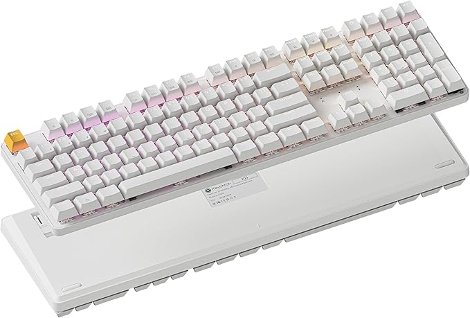 Keychron KJ5 Wireless Custom Mechanical Keyboard, 2.4 GHz Bluetooth QMK Full-Size Layout RGB, Hot-swappable Banana Switch Compatible with Mac Windows Linux, for Gaming Office - White