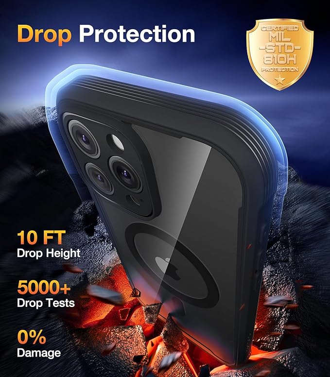 Diaclara Magnetic Designed for iPhone 16 Pro Max Case, Full Body Rugged with Touch Sensitive Anti-Scratch Screen Protector, Compatible with MagSafe, Soft Bumper Case for iPhone 16 Pro Max 6.9'', Black