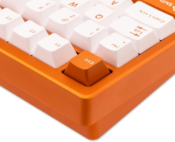 KEEBMONKEY WOBKEY Rainy 75 Aluminum HMX/JWK Switches Mechanical Keyboard with Superior Acoustics, Wired, BT, 2.4G Wireless Connectivity (Pro Orange(Stainless Steel Weight))