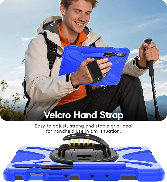 BRAECN Case for Samsung Galaxy Tab S10 Lite/S10 FE/S9 FE 5G 10.9"& S9/S8/S7 11",Heavy Duty Shockproof Silicone Cover with 360 Rotating Stand &Hand Strap, Kickstand, Shoulder Strap, S Pen Holder
