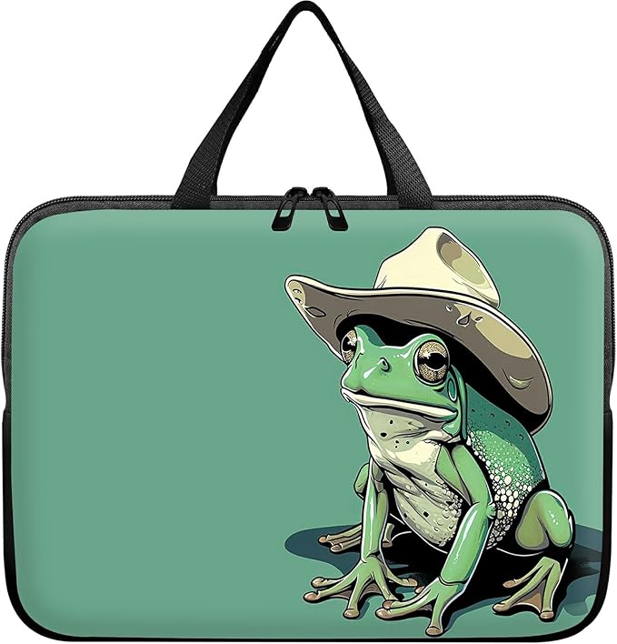 Laptop Sleeve Case Bag 13 inch, Green Frog Slim Carrying Case Durable Handbag Travel Laptop Bag for 13 inch MacBook Air M3/M2/Pro M2/ 13" iPad Pro/Air M4/M2 2024