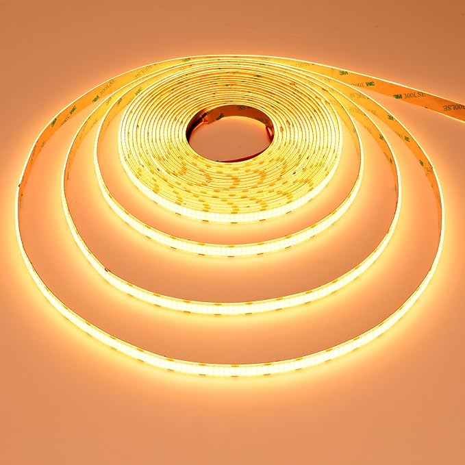 GOMING 32.8ft(10M) DC 24V Double Row COB LED Strip Light Warm White 3000K IP65 Waterproof 6000LEDs CRI 93+ 20000lm Uniform Glow Dotless Flexible LED Tape Lights for DIY Home Decor(No Power Supply)