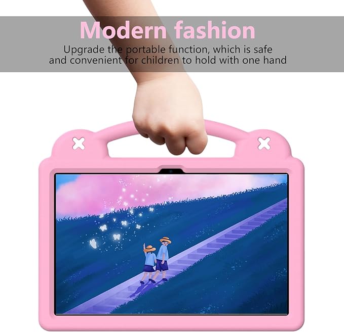 AKABEILA Compatible with Honor Pad X8a 2024/Pad X9 11 inch 2024/Infinix Xpad 11 inch X1101 2024 Tablet Case, Kids Shockproof Protective Case with Shoulder Strap & Stand Handle Pink