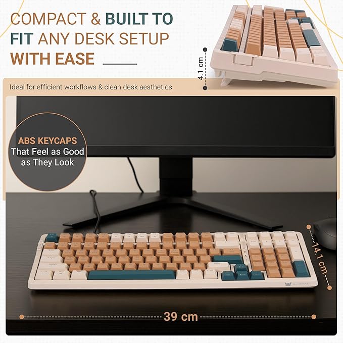 Qisan Wireless/Wired Mechanical Gaming Keyboard,Triple Mode 2.4G/USB-C/BT (98%) Wireless Mechanical Keyboard with US Layout | Red Switch Rechargeable RGB Backlit Keyboards for Gaming, Brown Combo