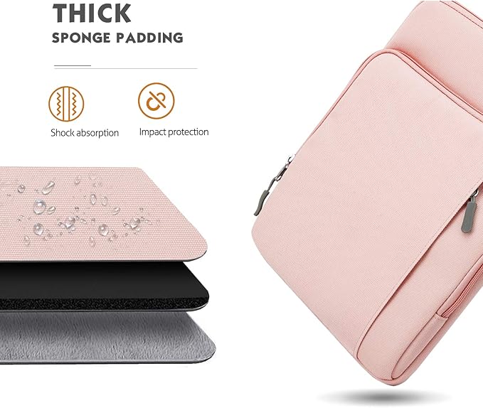 MoKo 9-11 Inch Tablet Sleeve Bag Carrying Case with Storage Pockets Fits New 11-inch iPad Air M4 2026/iPad Pro M5, iPad Pro/A16 11, iPad Air 5/4th 10.9, iPad 9/8th 10.2, Tab S8/S9 11, Pink